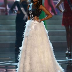 Miss South Carolina Megan Pickney walks the runway during the introductions of the Miss USA 2013 pageant, Sunday, June 16, 2013, in Las Vegas. (AP Photo/Jeff Bottari)