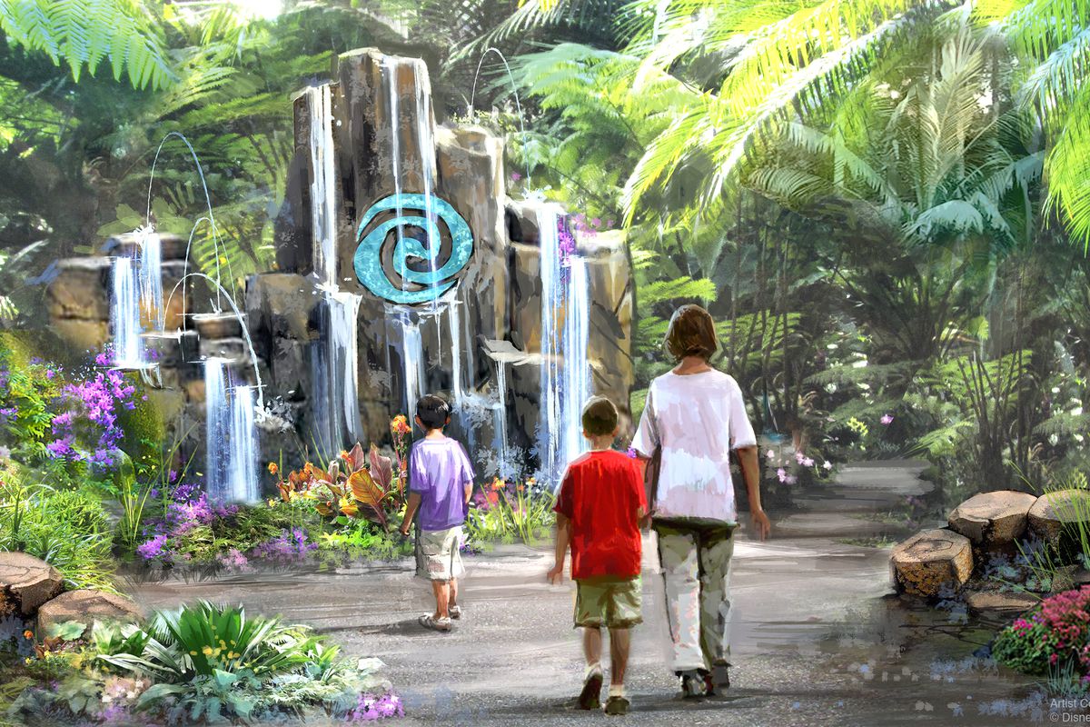 Concept art for Moana’s Journey to Water attraction at the new Epcot center