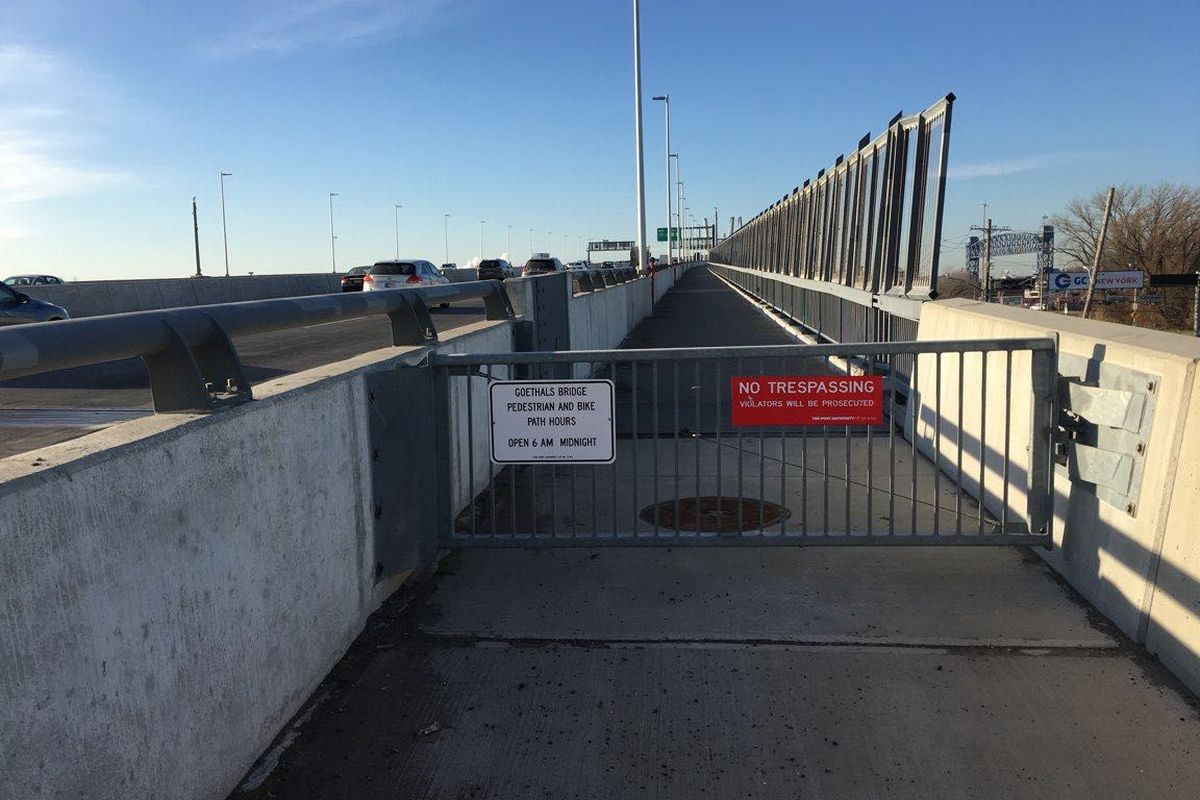 Photos of the Goethals Bridge bike path, which is supposed to open “early in the new year,” according to Port Authority. The path was originally projected to open in summer 2018.