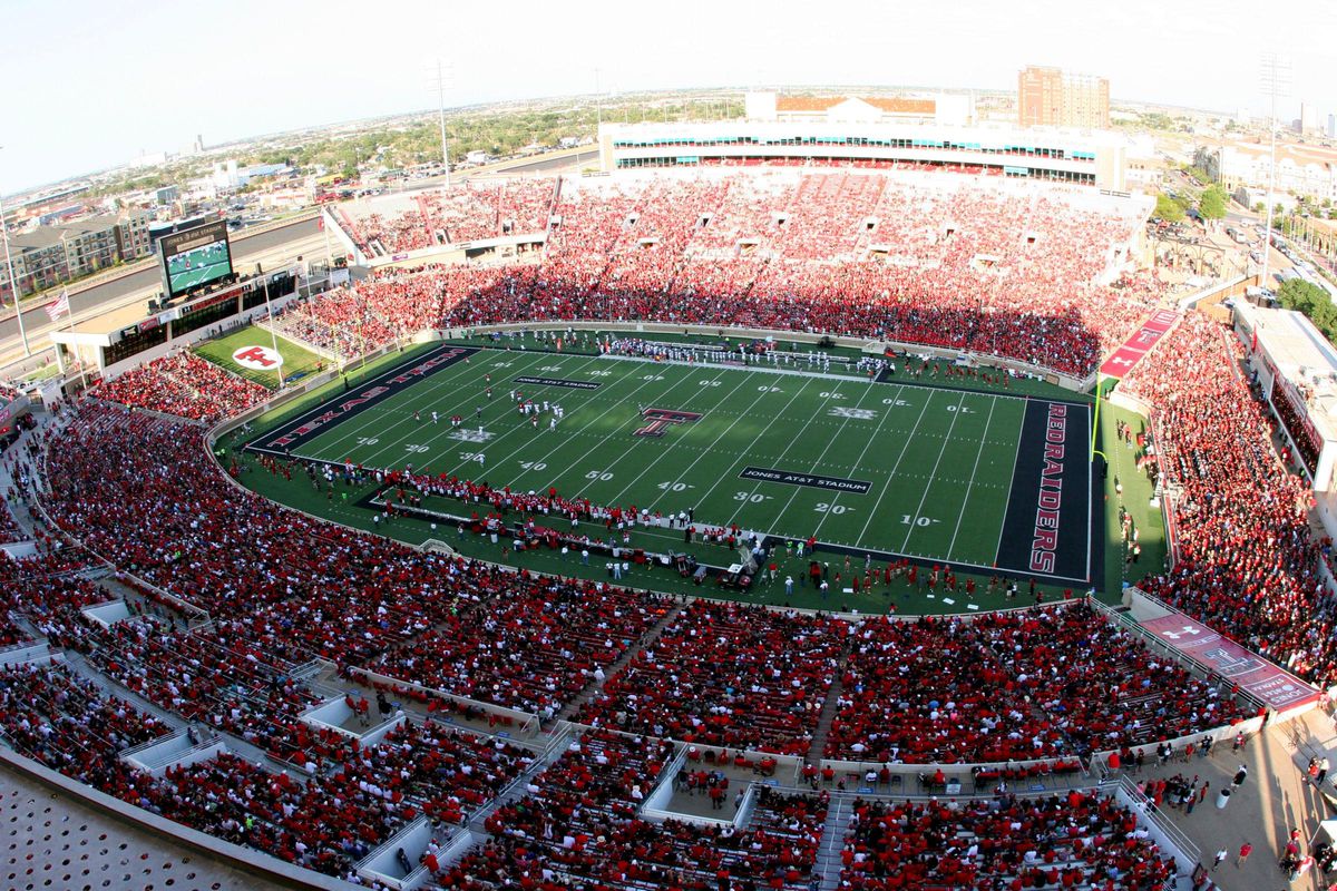Sept 1, 2012; Lubbock, TX, USA; A general view of Jones AT&T Stadium during the game between the Texas Tech Red Raiders and the Northwestern State Demons.  Mandatory Credit: Michael C. Johnson-US PRESSWIRE