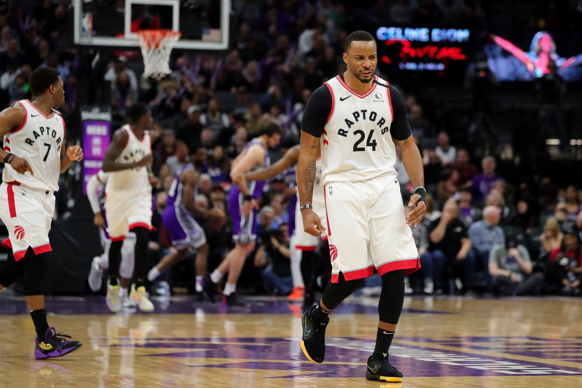 Toronto Raptors guard Norman Powell celebrates after scoring a basket during the fourth quarter against the Sacramento Kings at Golden 1 Center.&nbsp;