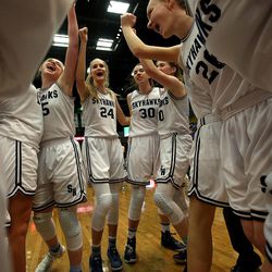 Hurricane plays Salem Hills in the 4A championship girls basketball game at the Utah Community Credit Union Center in Orem on Saturday, March 3, 2018. Salem Hills won 57-35.