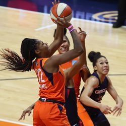 The Washington Mystics take on the Connecticut Sun in Game 3 of the WNBA Finals at Mohegan Sun Arena in Uncasville, CT on October 6, 2019.