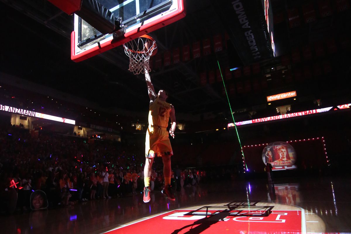 Maryland guard Trevor Anzmann during player introductions at Maryland madness on Oct. 17.