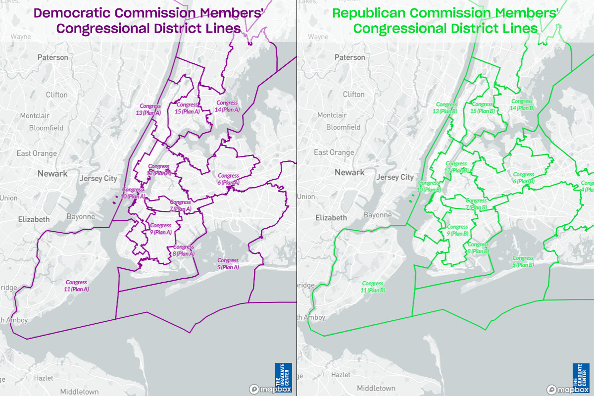 A side-by-side look at the competing maps from the redistricting commission.