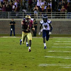 Samford at Florida State: Jr DB Levonta Taylor hauls in a interception for a touchdown to seal the game.