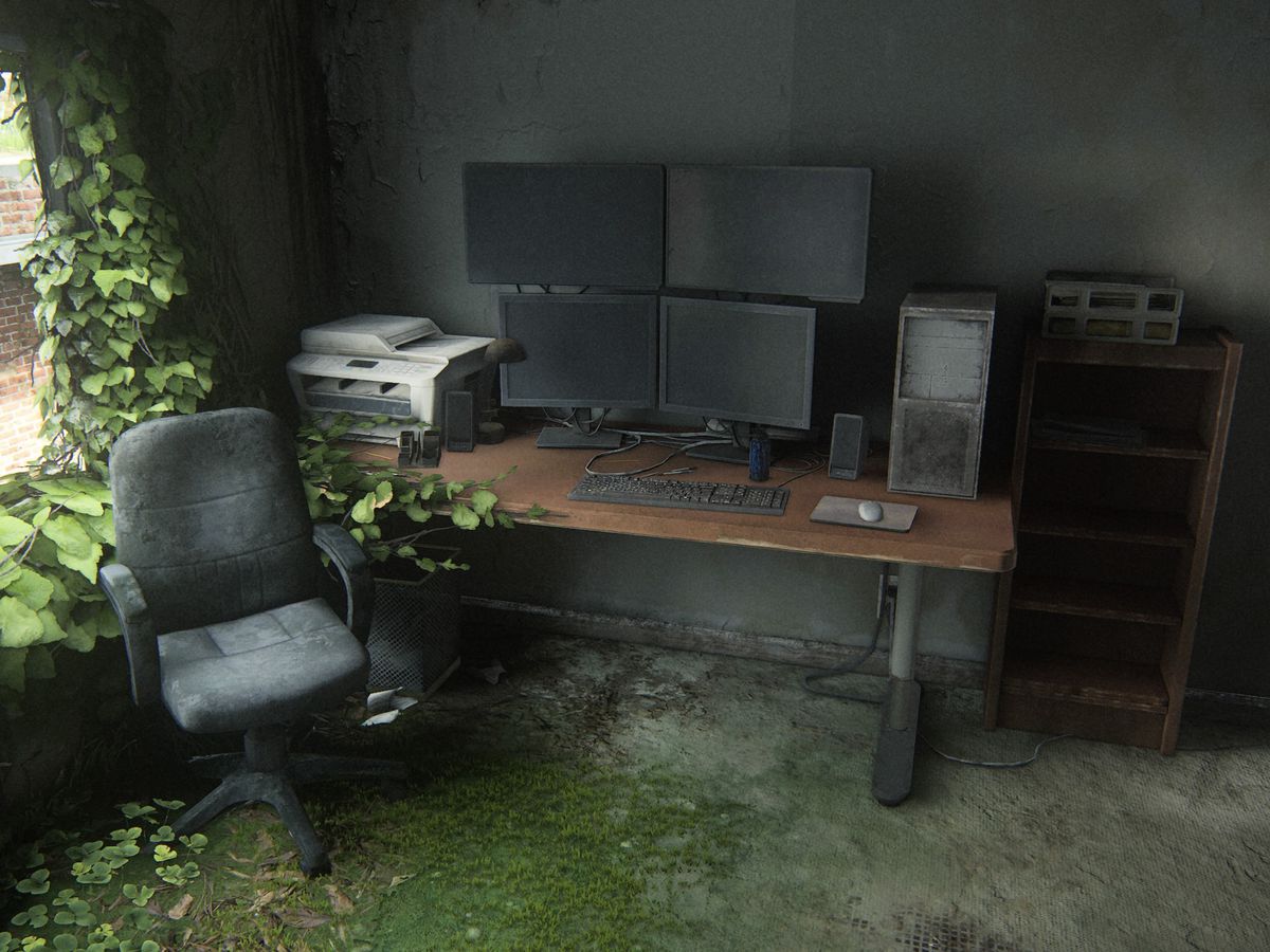 A huge PC gaming workstation in The Last of Us Part 2
