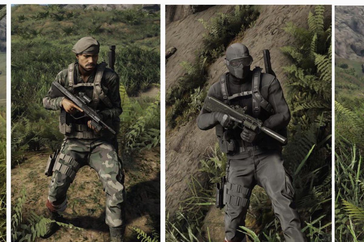 Four images side by side of famous G.I. Joe action figures presented in Tom Clancy’s Ghost Recon Breakpoint