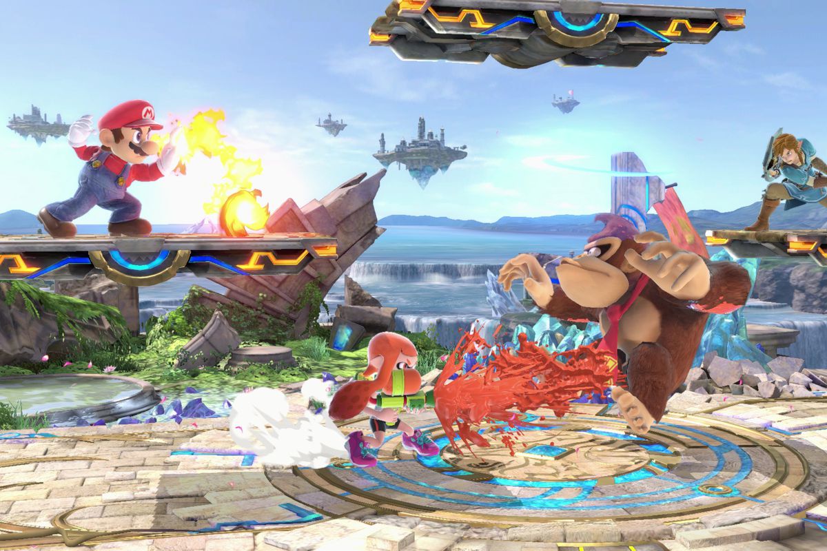 Super Smash Bros. Ultimate - match between Mario, Inkling Girl, Donkey Kong and Link