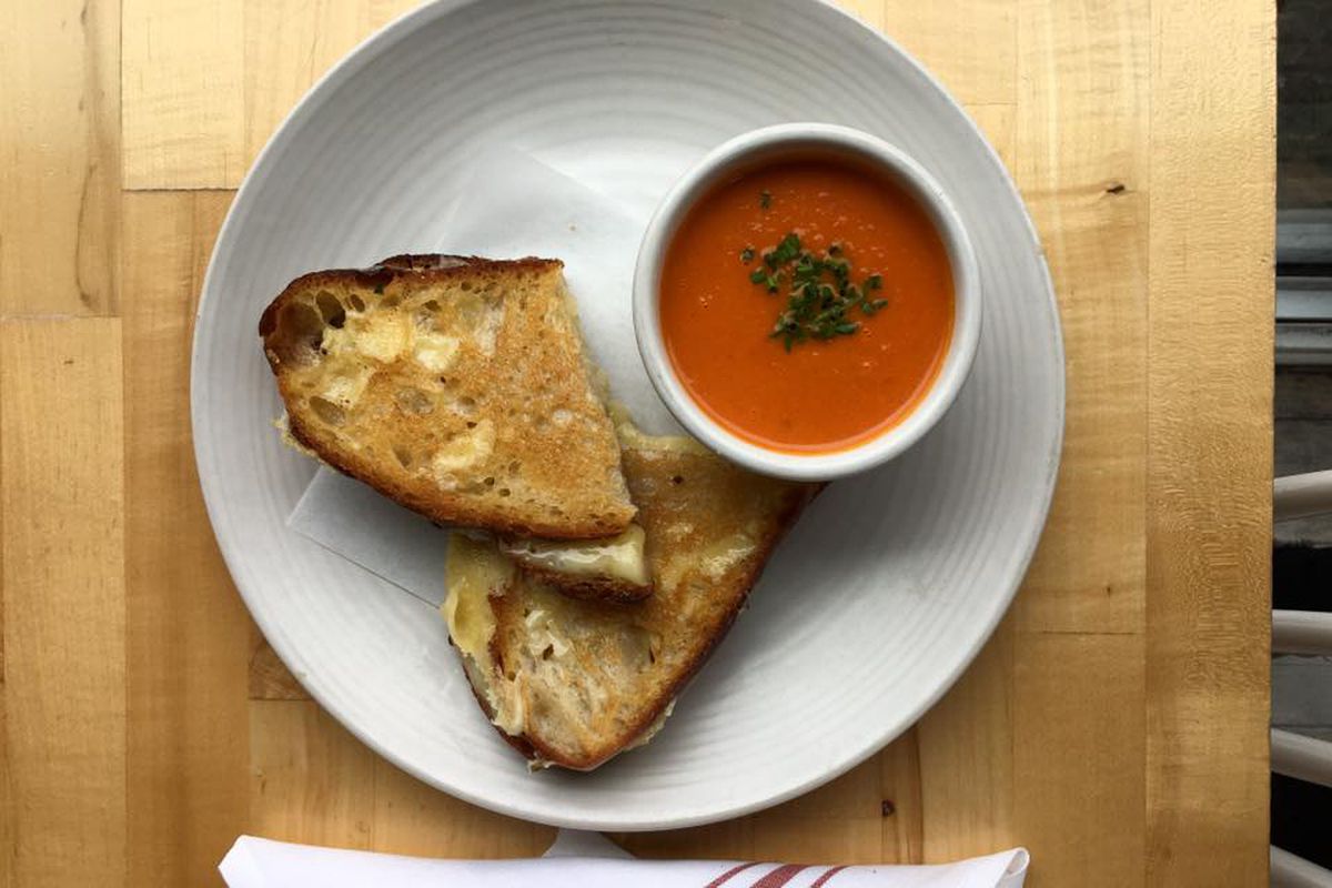 Grilled cheese and soup at Epicerie