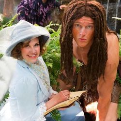 Former BYU kicker Brian Smith is Tarzan in the SCERA Shell Outdoor Theatre production of "Tarzan the Musical" opening June 6. Rian Shepherd is Jane. McKelle Shaw is Terk (in the background).