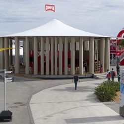 Cardboard tubing used by Shigeru Ban to create a pavilion in Alicante for Camper at the Volvo Ocean Race.