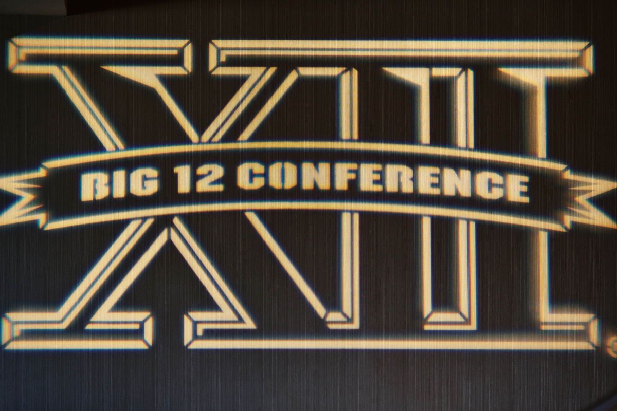 Jul 23, 2012; Dallas, TX, USA; The Big 12 logo is projected on a wall during Big 12 Media Day at the Westin Galleria.  Mandatory Credit: Kevin Jairaj-US PRESSWIRE