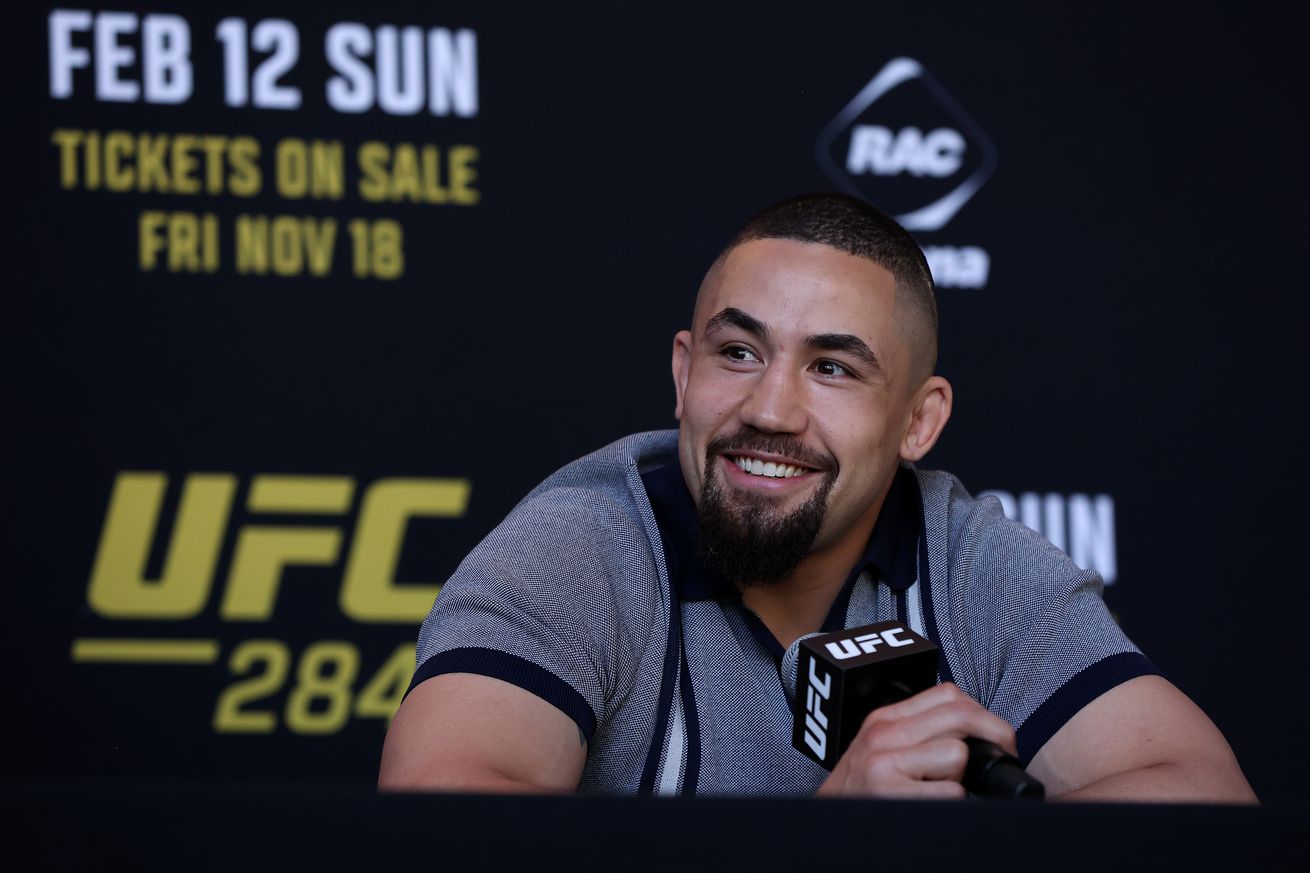 Robert Whittaker during a media event for UFC 284. 