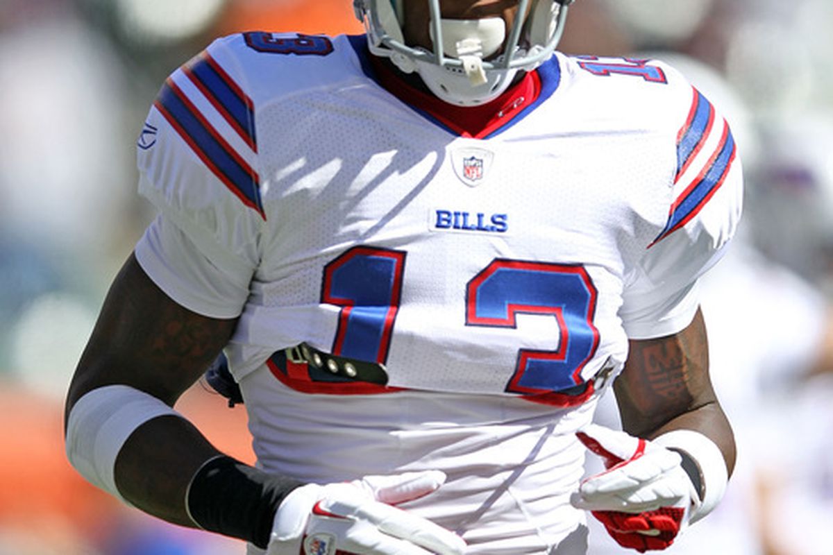 CINCINNATI, OH - OCTOBER 02:  Stevie Johnson #13 of the Buffalo Bills runs before the start the NFL game against the Cincinnati Bengals at Paul Brown Stadium on October 2, 2011 in Cincinnati, Ohio.  (Photo by Andy Lyons/Getty Images)