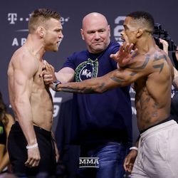 Scott Holtzman and Alan Patrick square off at UFC 229 ceremonial weigh-ins.