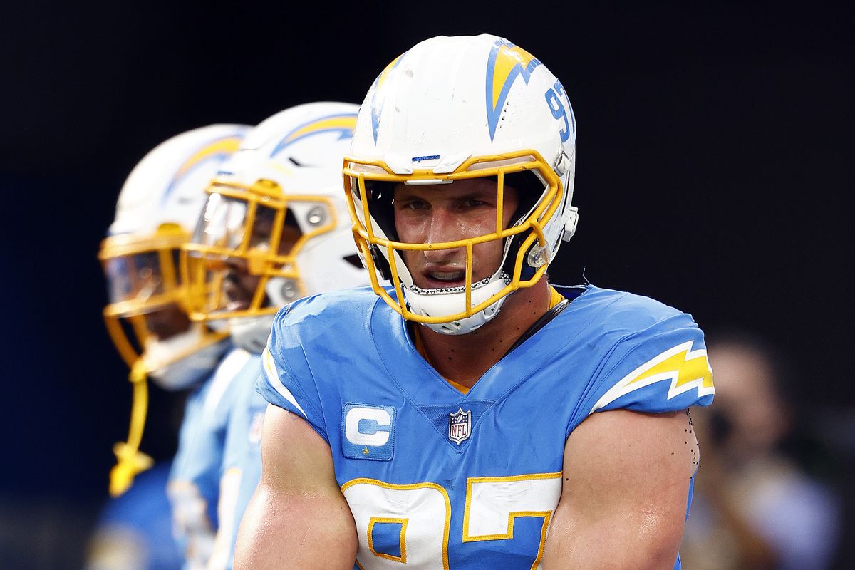 Joey Bosa #97 of the Los Angeles Chargers at SoFi Stadium on November 14, 2021 in Inglewood, California.