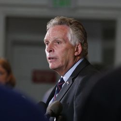 Virginia Gov. Terry McAuliffe addresses a news conference concerning the white nationalist rally and violence in Charlottesville, Va., Saturday, Aug. 12, 2017. 