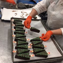 The holiday dippers production line at the Eli’s Cheesecake bakery in Chicago. | Sun-Times Staff