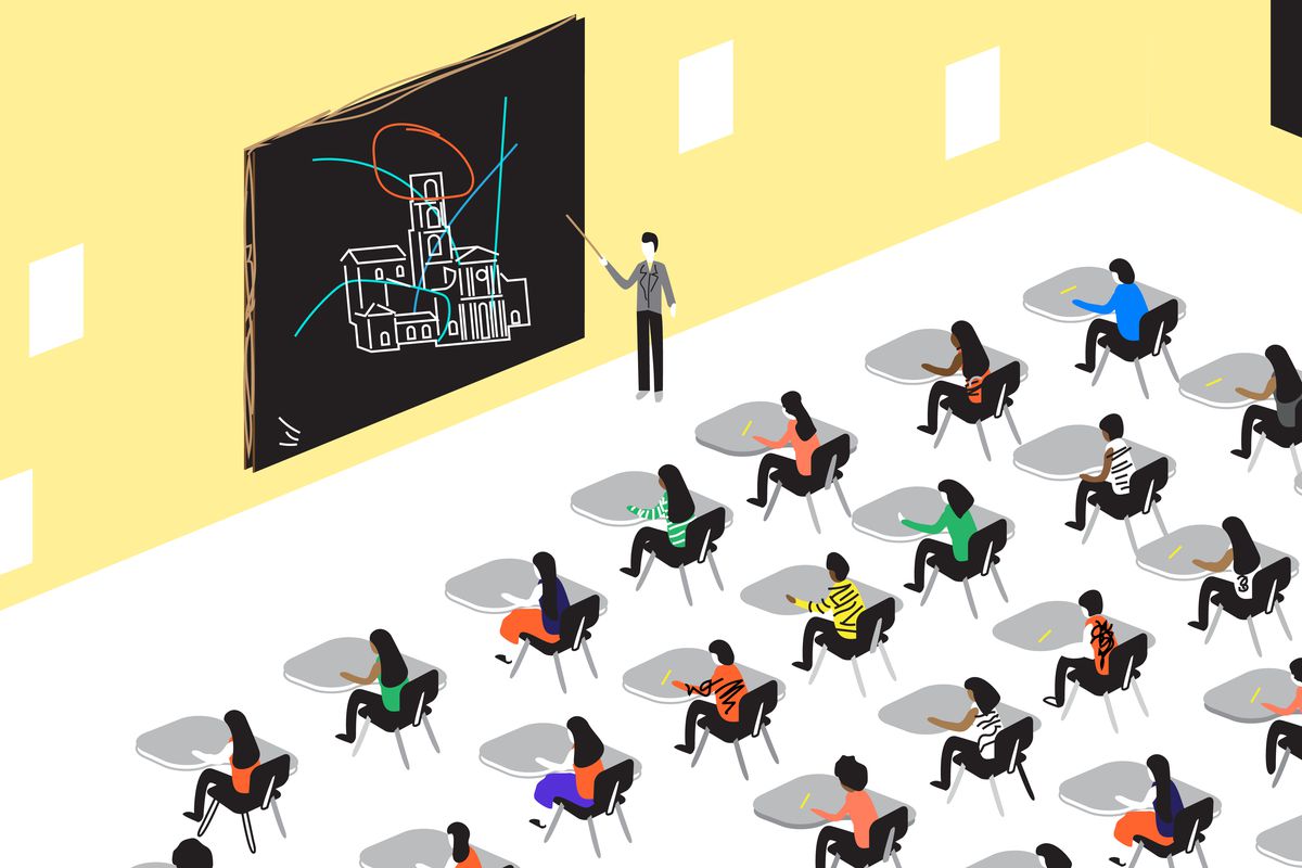 illustration of students in a classroom