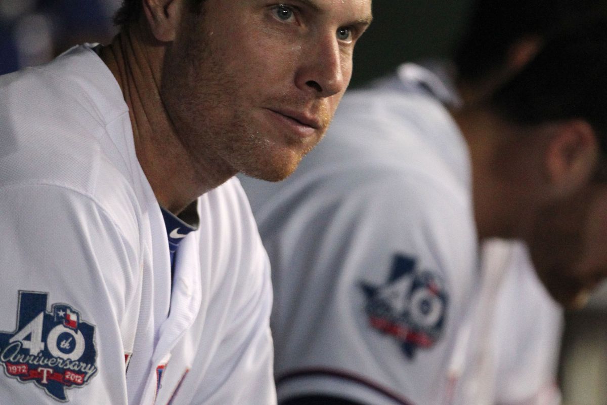 Josh Hamilton's OPS has sunk from as high as 1.227 in mid-May to .912 now.  Mandatory Credit: Matthew Emmons-US PRESSWIRE