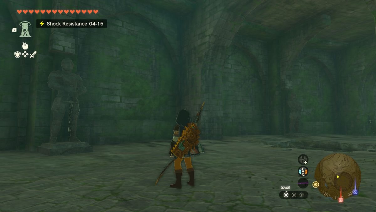Link moves to solve a puzzle while looking for the Awakening Armor trousers in Zelda Tears of the Kingdom.