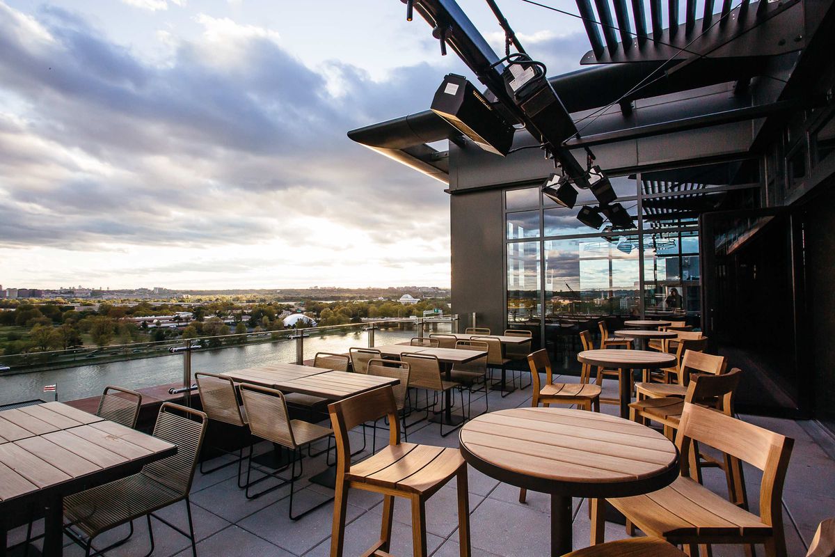 The rooftop patio at 12 Stories above the InterContinental at the Wharf