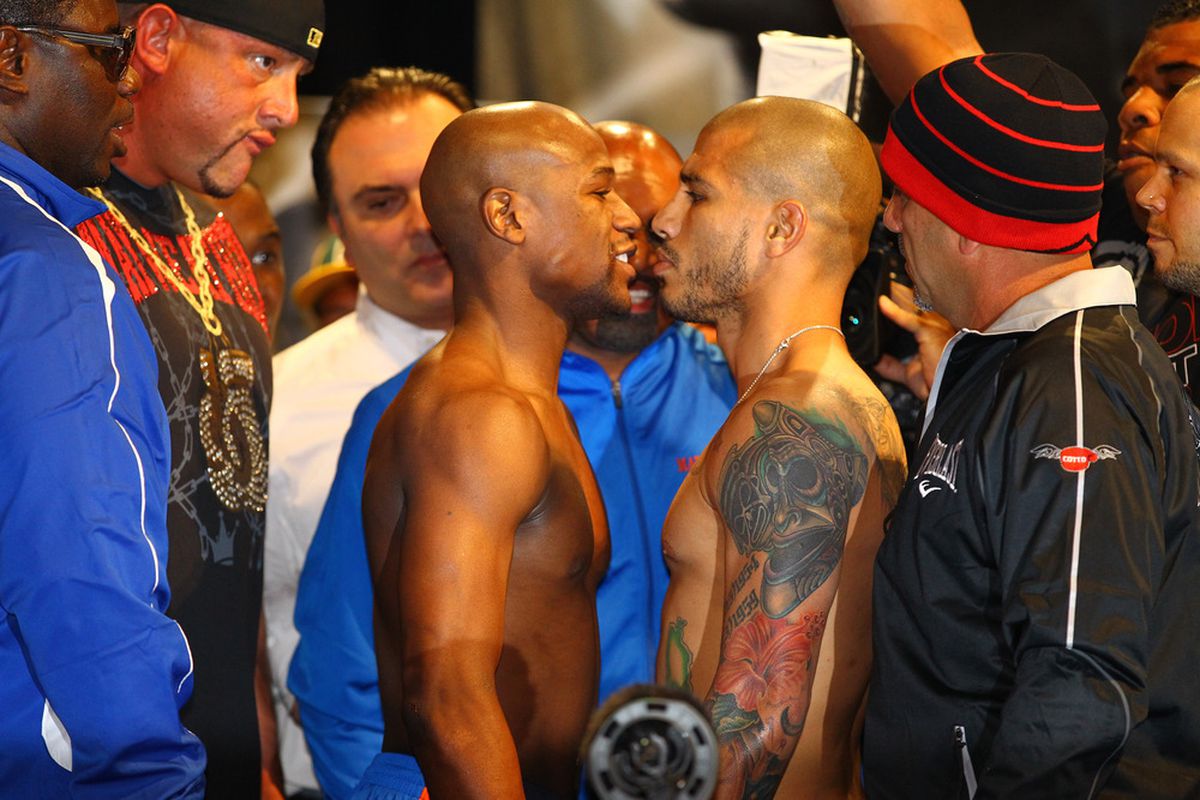 Floyd Mayweather and Miguel Cotto are done talking and hyping -- tonight's the night for both of the superstar fighters in Las Vegas. (Photo by Al Bello/Getty Images)