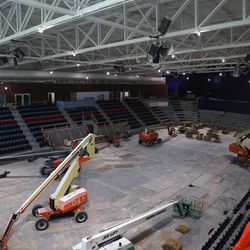View of the inside of the Toscano Family Ice Forum during construction on September 27, 2022.