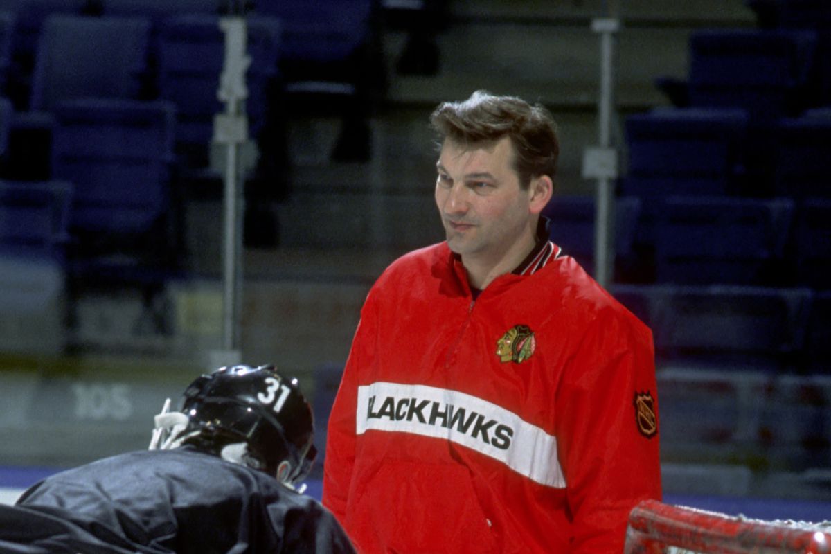 Vladislav Tretiak assistant coach of the Chicago Black Hawks...