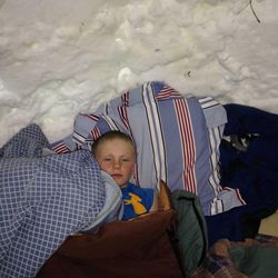 "I'm ready for bed," said Ryan, who is in the igloo the Galbraith family built during the Christmas break.