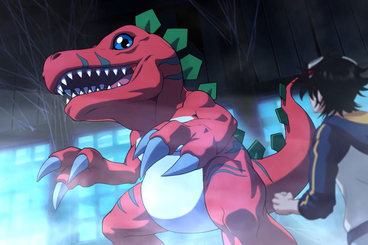 A character in Digimon Survive during a cutscene