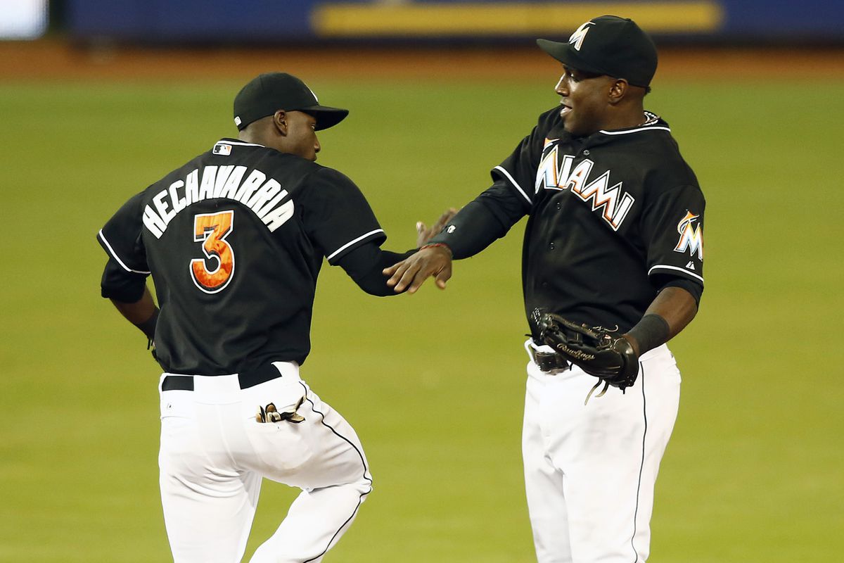 Marcell Ozuna and Adeiny Hechavarria are two key defensive players for the Marlins' second half.