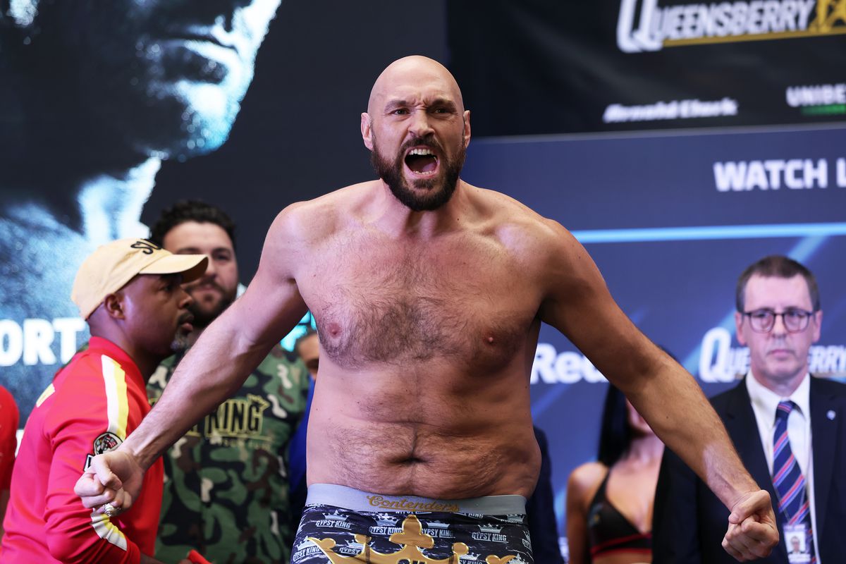 Tyson Fury when he weighed in for his fight with Dillian Whyte.