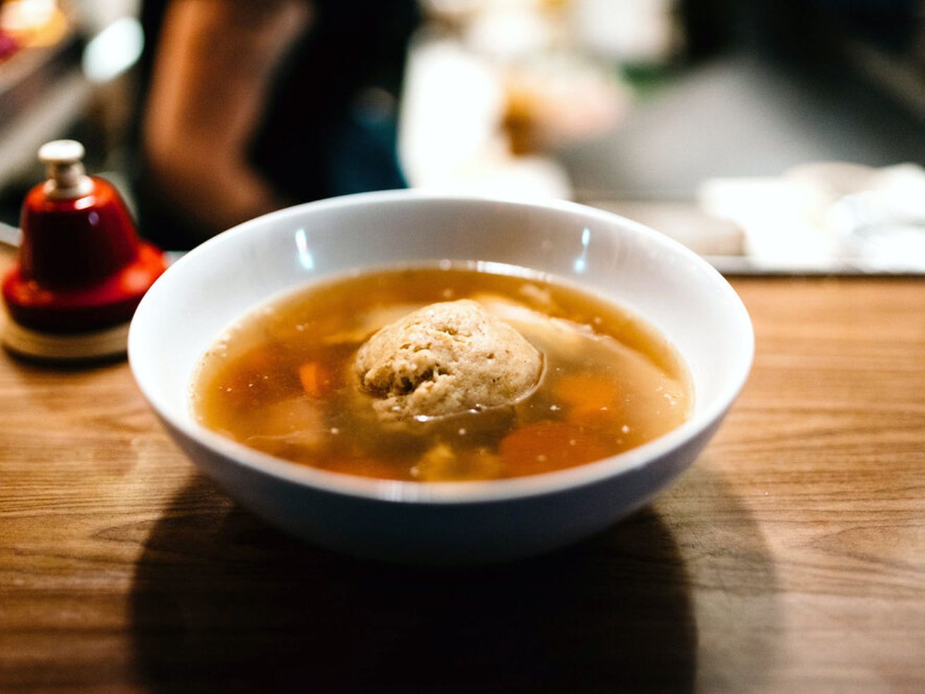 A bowl of matzo ball soup