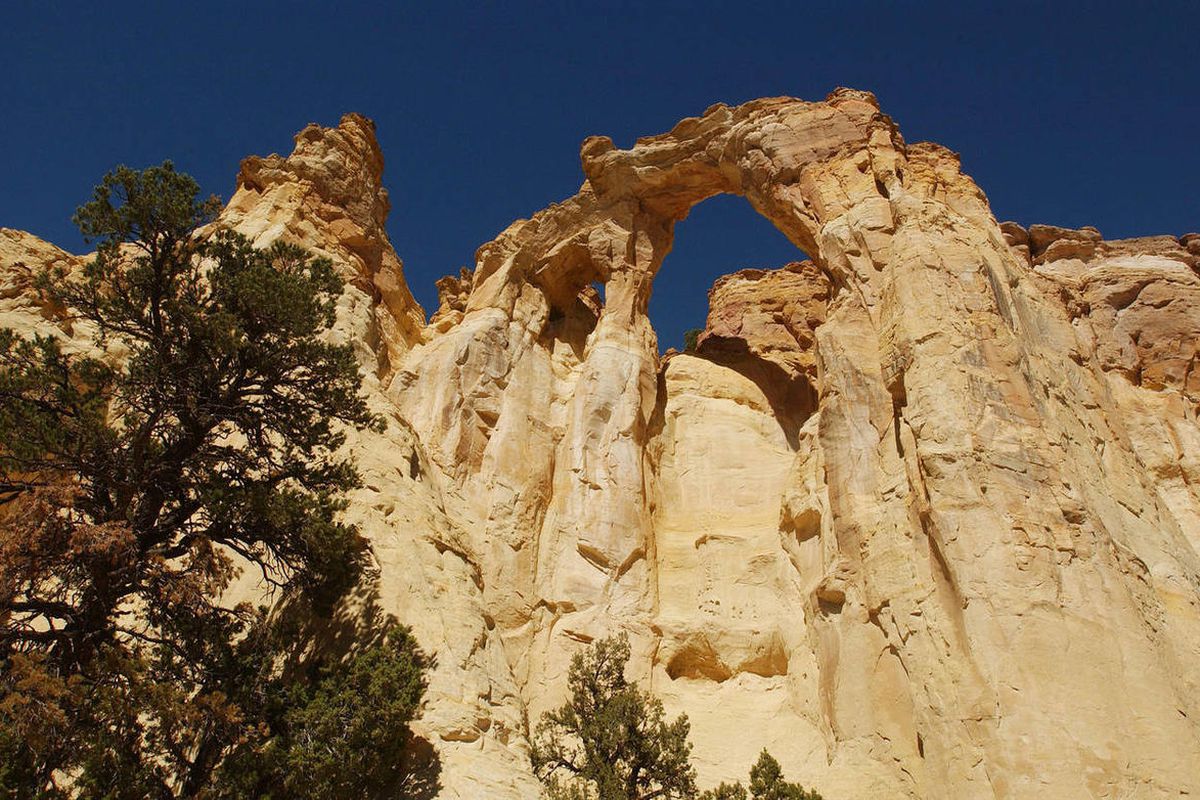 Grosvenor Arch stands in Grand Staircase-Escalante National Monument. 