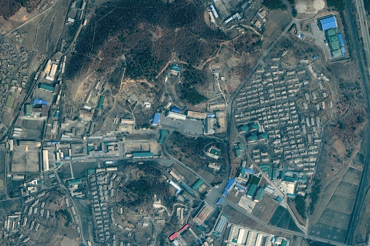 RECONNAISSANCE GENERAL BUREAU HEADQUARTERS, NORTH KOREA — MARCH 21, 2020: Maxar closeup satellite imagery of the former location of the Reconnaissance General Bureau Headquarters.