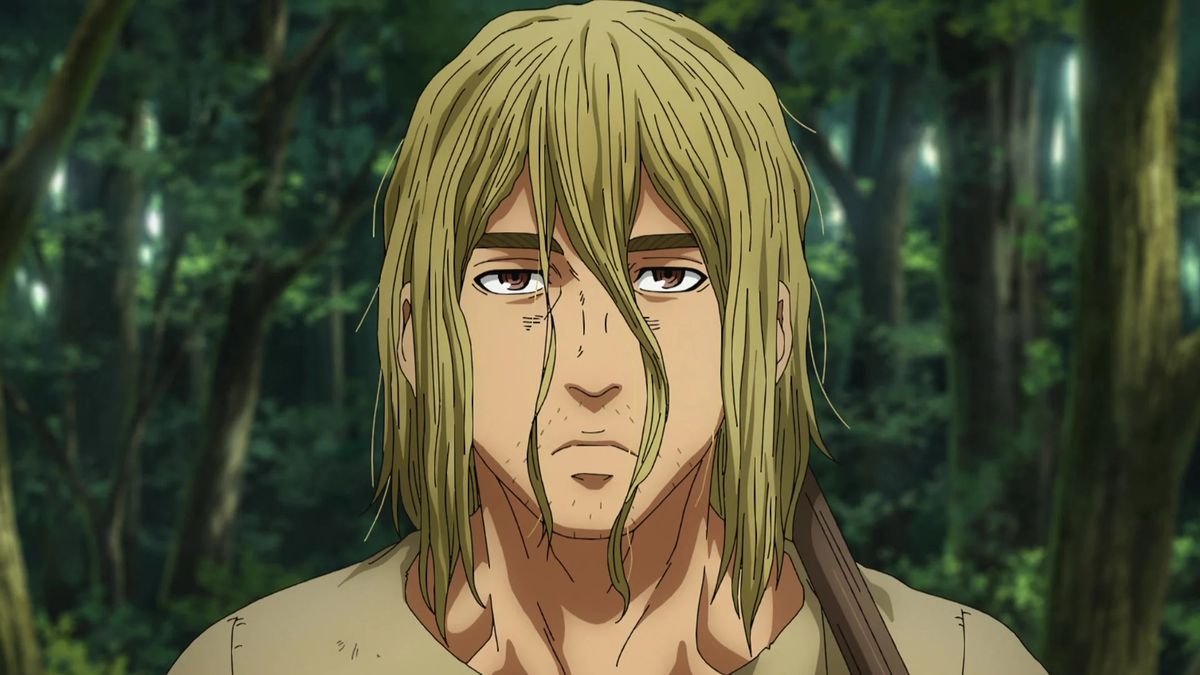Thorfinn looking browbeaten and defeated in close-up