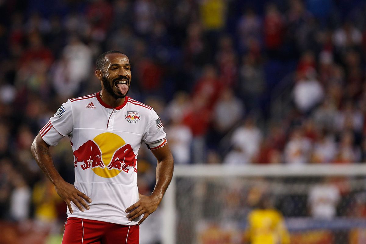 Thierry Henry didn't like what he saw from his teammates tonight at Rio Tinto Stadium.  (Photo by Mike Stobe/Getty Images for New York Red Bulls)