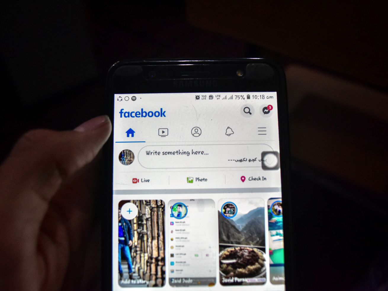 Facebook page displayed on a phone.