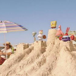Left to right: Squidward Tentacles, Sandy Cheeks, SpongeBob SquarePants, Patrick Star, and Mr. Krabs in “The Spongebob Movie: Sponge Out of Water.”