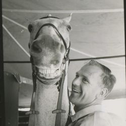 Famous jumping horse Snowman and his owner Harry deLeyer, featured in the new documentary "Harry and Snowman."