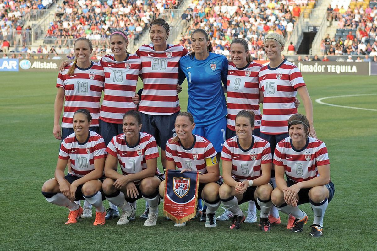 May 27, 2012; Chester, PA, USA; Starting eleven members of USA prior to start of game against China at PPL Park. USA defeated China, 4-1. Mandatory Credit: Eric Hartline-US PRESSWIRE