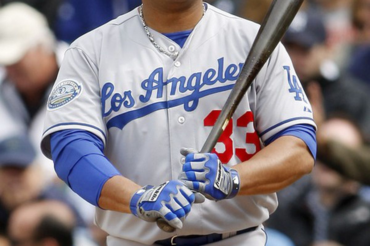 Bobby Abreu joins the Dodgers starting lineup today for the first time.