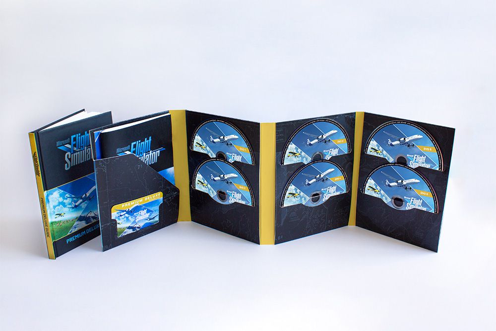 The 10 discs included in the Microsoft Flight Simulator Premium Deluxe Retail Edition