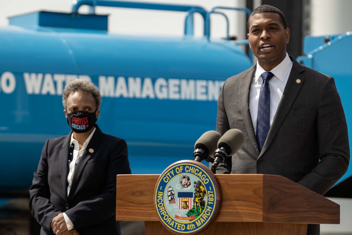 EPA Administrator Michael Regan, pictured here with Mayor Lori Lightfoot during a visit to Chicago in May, announced a “roadmap” to address PFAS contamination, especially in drinking water.