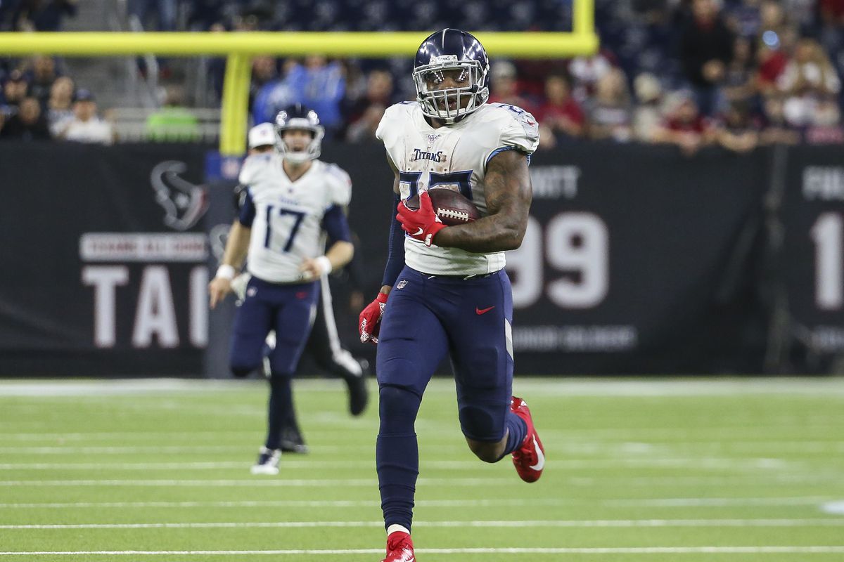 Tennessee Titans running back Derrick Henry runs for a touchdown during the fourth quarter against the Houston Texans at NRG Stadium.