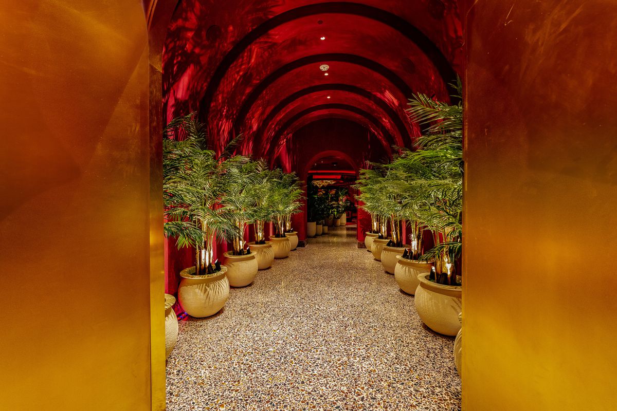 The gold and red entry to Rouge Room.