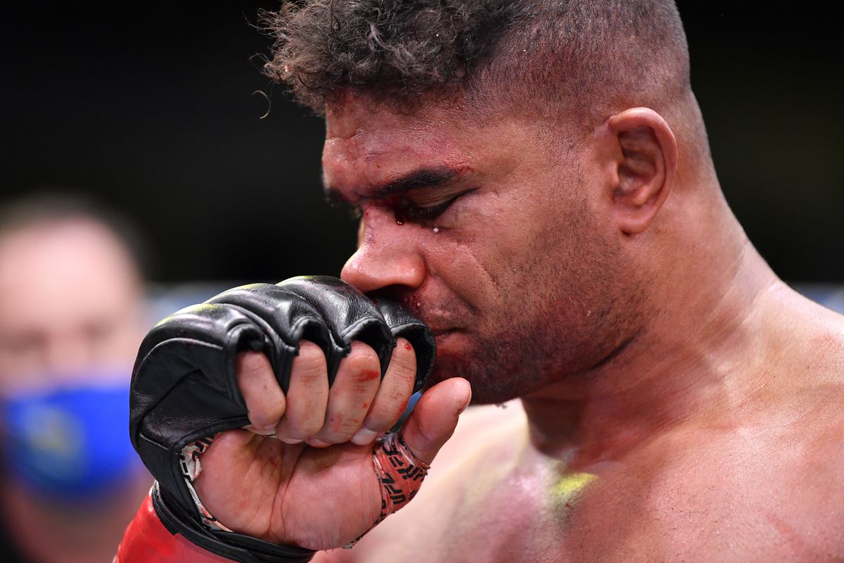 Alistair Overeem reacts to his 2021 KO loss to Alexander Volkov.