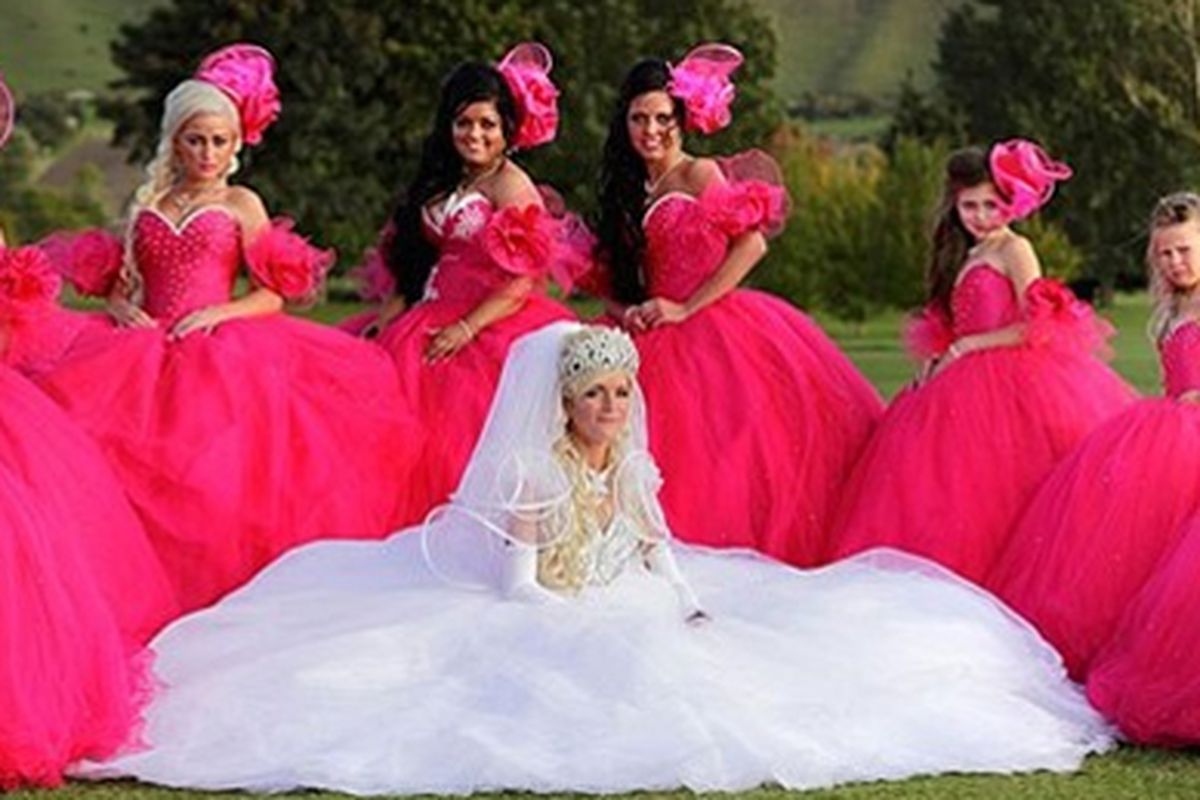 Yes, this really happened. Probably in Texas or Florida. Image via <a href="http://ny.racked.com/archives/2011/06/17/behold_the_terrifying_results_of_the_worst_bridesmaid_dress_contest.php">Racked NY</a>